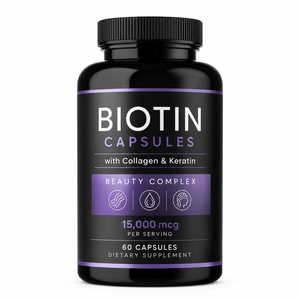 Complément alimentaire à base de biotine, antioxydant, pour la croissance des cheveux et le soin des ongles/peau, capsules avec soutien immunitaire pour adultes - Product Image 1