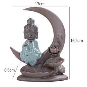 Ywbeyond เตาเผากำยานของตกแต่งบ้าน,ที่เผาธูปรูปพระภิกษุสงฆ์ตัวน้อยที่จุดกำยานน้ำตกควันดอกบัวที่เสียบธูปเซรามิก - Product Image 2