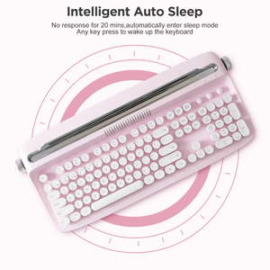 Yunzii Actto B503 Không Dây Bluetooth Bàn Phím Retro Máy Đánh Chữ Phong Cách Bé Màu Hồng 104 Phím Bàn Phím Với Đứng Cho Máy Tính Xách Tay Máy Tính Bảng PC - Product Image 6