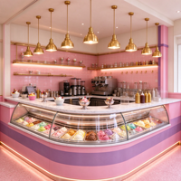 Comptoir de présentation personnalisé en contreplaqué pour kiosque à crème glacée, éclairé par LED, mobilier pour salon de thé, café, magasin de détail et centre commercial
