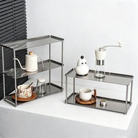 Support de rangement de bureau minimaliste en acier inoxydable, porte-tasses multi-niveaux, support pour tasses à café, support de rangement pour parfums