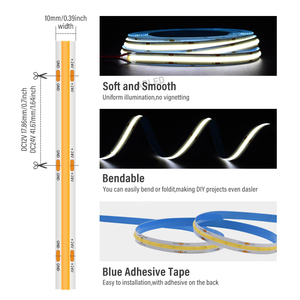 ADLED 504 Chips/M 24V COB tira de luz LED 10mm 4000K blanco neutro Fita led cob IP20/65 41,66mm recortable 12W 10M tira de luz COB - Product Image 5