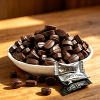 Bonbons durs en forme de grains de café en gros, bonbons à croquer au café, emballage personnalisé OEM, collation énergétique pour le bureau