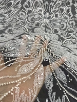 Dentelle française en tulle rouge à paillettes, tissu en dentelle à paillettes, dentelle française brodée en tulle
