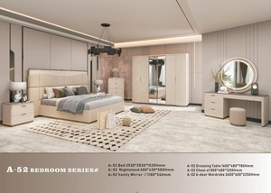 Juegos de Dormitorio de Lujo Estilo Turco, Cama King Size Elegante con Luces LED, Muebles para el Hogar - Product Image 2