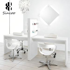 โต๊ะทำเล็บไม้สไตล์โมเดิร์น สีขาว แบบเดี่ยว/คู่  อเนกประสงค์ ทนทาน พร้อมไฟ LED - Product Image 6