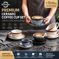Tasse à cappuccino Kingze Vintage à glaçure réactive 75-320ml, style japonais, ensemble tasse et soucoupe pour latte art, café et maison