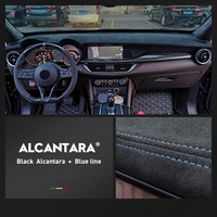 Couvre-tableau de bord italien pour Alfa Romeo Stelvio 2018-2020, noir, 2 mm d'épaisseur, kit intérieur de voiture de luxe, haute qualité