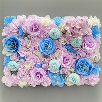 Grosir dekorasi bunga mawar hydrangea bunga sutra baris dekorasi pernikahan buatan merah muda dekorasi bunga dinding