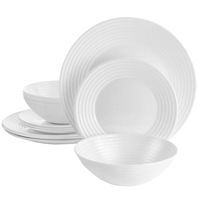 Assiettes à dîner en opale blanche bol à soupe saladier en gros assiette à dessert en verre opale verrerie en opale service de dîner en verre 72 pièces