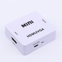 Kotak Konverter HDMI Ke VGA MINI Adaptor HD1080P HDMI2VGA dengan Daya Audio untuk Kotak Konverter Proyektor Xbox DVD PS3