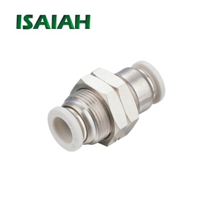 空気圧クイックコネクタ プラスチックボタン アルミニウム合金ボディ材質 プッシュインバルクヘッドエア継手 - Product Image 2