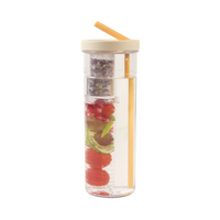 En gros logo personnalisé en plastique jus bouteille d'eau infuseur de fruits avec paille