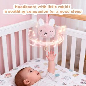 Giocattoli musicali a campana tirati a mano dal produttore, design coniglio cartone animato, per neonati, <span class=keywords><strong>da</strong></span> appendere al <span class=keywords><strong>passeggino</strong></span> - Product Image 1