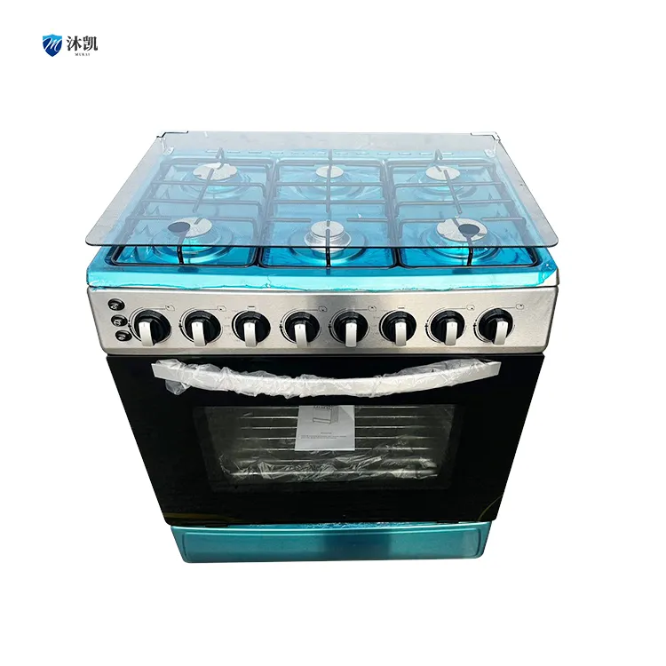 Freestanding 6 burners gas rang with oven cheap price 6 burner gas cooker with oven commercial electric deck oven