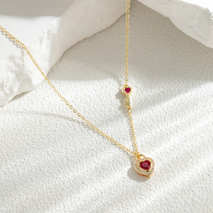 Heart Shaped Zircon Necklace Gold Chain Pendant Clavicle Chain For Women Everyday Wear - Product Image 4