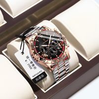 Reloj de Cuarzo para Hombre Poedagar, Marcadores Luminosos Fuertes, Reloj de Acero Inoxidable, Cronógrafo de Negocios para Hombre, Fase Lunar, Días, Brazalete 96