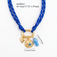 Collier en cordon Zooying avec fermoir en cuivre, breloques en céramique en forme de cœur, papillon, coquillage, étoile de mer et hippocampe pour femme, idéal pour les vacances à la plage