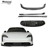 Kit carrosserie en fibre de carbone pour Porsche Taycan 2019-2023 pré-lifting : Lame avant, jupes latérales, diffuseur arrière