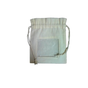 Pochette à cordon en coton recyclé écologique avec fenêtre, impression sérigraphique personnalisée, sac de rangement à usage spécial - Product Image 1