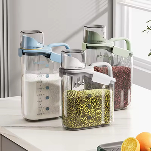 Organizador de cereales de alta calidad, contenedor de almacenamiento de alimentos secos de plástico transparente con asa para uso doméstico en la cocina - Product Image 4