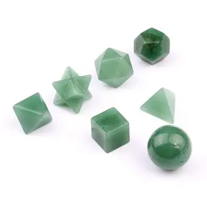 Wholesale Crystal Platonic Solids Set Green Aventurine Healing Sacred Geometry Set for Gift