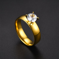 Bagues de fiançailles MECYLIFE pour couple, en acier inoxydable plaqué or 18 carats, avec zirconiums cubiques, bague de mariage tendance pour FEMMES