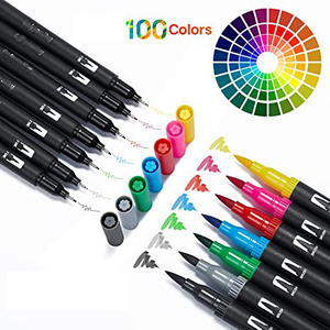 Stylo aquarelle à pointe douce non toxique 24 36 48 100 couleurs Ensemble de stylos marqueurs à double pointe Stylo marqueur artistique - Product Image 6