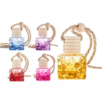 Flacon diffuseur de parfum en verre transparent de 8 ml, rond, personnalisé, imprimé à l'écran, pour voiture, avec bouchon à vis