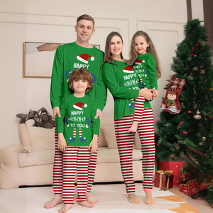 2023 Novo Conjunto De Pijama Desenhos Animados De Natal Impresso Listrado Casa Roupas Conjunto De Pijama De Natal - Product Image 1