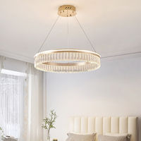 Lustre en cristal de style italien, luxe léger, lampe principale créative minimaliste moderne dorée pour salon et hall de villa
