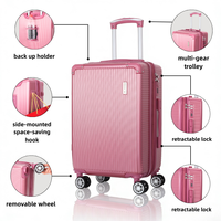 Valise à roulettes personnalisée en ABS, couleur rose, avec roues amovibles pour les voyages et la vie quotidienne