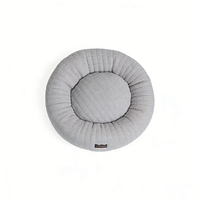 Lit pour chien rond en tissu lin gris personnalisé, moderne et tendance, Yang Yang Pet