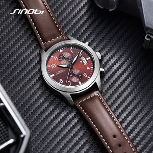 <span class=keywords><strong>Montre</strong></span> chronographe sportive pour homme, étanche 3 ATM, bracelet en cuir véritable - Product Image 5