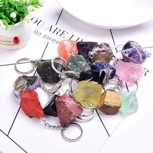 Wholesale Natural Crystal Raw Stones Irregular Energy Keychains Backpack Accessory Birthday Gift