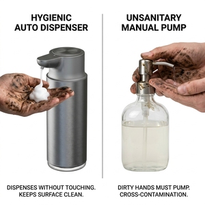 Distributeur de savon automatique à capteur en acier inoxydable 300ML pour cuisine et salle de bain, fournisseur OEM d'origine - Product Image 4