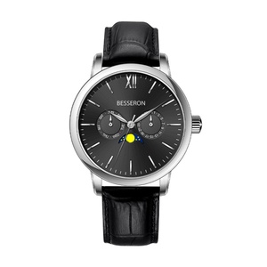Men's Luxury Waterproof Quartz <b>Watch</b> with Genuine <b>Leather</b> and Stainless Steel Band Fashion Business Style for Men - Product Image 3