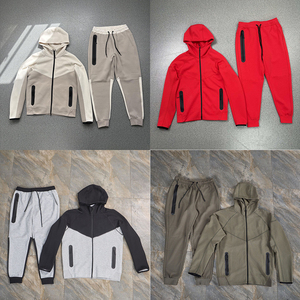 2026 Fashion Luxury Cotton Tech Fleece Men <strong>Tracksuit</strong> 2pcs Pocket Zip Style New Men Top and Pant Casual Boy Jogger Sweatsuit - Product Image 2