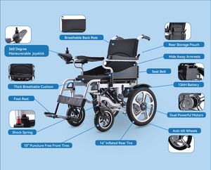 Potente silla de ruedas con motor y batería para tratamiento de Rehabilitación de Discapacitados; <span class=keywords><strong>Ambulancia</strong></span> para transferencia de pacientes; Silla de ruedas eléctrica - Product Image 6