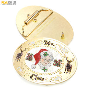 หัวเข็มขัดลายจานคริสต์มาสแบบวินเทจ ปั๊มโลโก้ตามสั่ง ชุบทอง/เงิน ดีไซน์ 2 มิติ/3 มิติ ของขวัญวันหยุดสุดฮา ทำจากโลหะผสมสังกะสี - Product Image 2