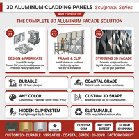 Système de bardage métallique pour façade de bâtiment, panneaux muraux en aluminium courbés 3D, revêtement mural décoratif extérieur durable, hôtel/villa moderne
