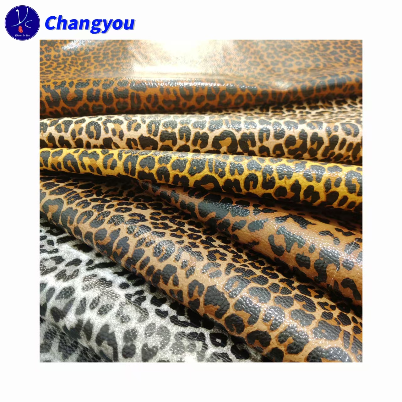 T-132 1.0mm Glossy Leopard PU Synthetic Leather Eco-friendly Multipurpose Fabric for Shoes Car Accessories Decorative Furniture