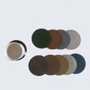 Brown Round Shape Coaster Custom One's Logo Promotional Cup Mat Coaster <b>Set</b> - Product Image 5