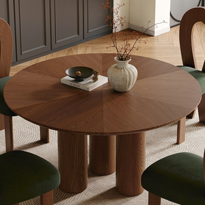 Tavolo da Pranzo Allungabile in <span class=keywords><strong>Legno</strong></span> Massello con Piano Rotondo, <span class=keywords><strong>Design</strong></span> Moderno per Sala da Pranzo, Ristorante, Appartamento - Product Image 3