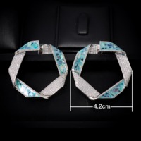 00366 bijoux accessoires de mariage cercle de mariée zircone ormeau coquille boucles d'oreilles cubique Zircon boucle d'oreille luxe femmes