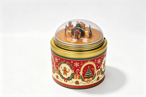 Rotating Musical Tinplate Dome Lid Food Grade Metal Custom Printed Cookie Candies <b>Chocolates</b> <b>Tin</b> Box Holiday Gift Storage - Product Image 5