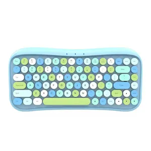 Diskon Besar Tahan Air Kualitas Tinggi Lucu Keyboard 84 Tombol Tiga Mode Keyboard Mekanik dengan DIY Pencampuran Warna