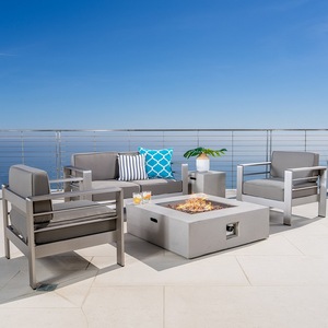 Elegante Conjunto de Sillones de Jardín de Aluminio Cepillado para Hotel, Muebles Modernos de Exterior, Sofá de Patio de Acero Inoxidable - Product Image 1