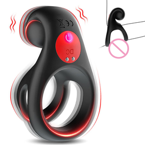 Anello Vibrante per Pene con Stimolatore Clitorideo, Doppio Anello in Silicone con 10 Modalità di Vibrazione, Giocattoli per Adulti - Product Image 6