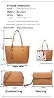 YBH 4 Pcs/Set Tas Wanita Kulit PU Persegi Set Tas Tangan Kapasitas Besar Tote Crossbody Tas Selempang Dompet Clutch Resleting